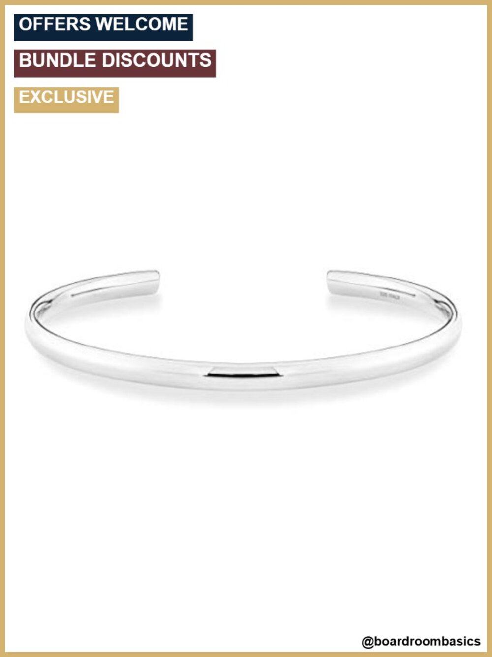 925 Sterling Silver Open Cuff Bangle Bracelet Adjustable Italian Made Gift
